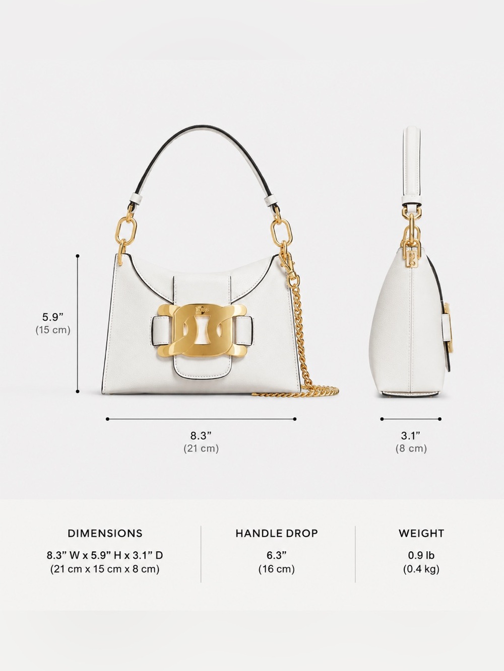 TOD’S Kate Mini White Leather Gold Chain Shoulder Bag NWT Authentic - Picture 12 of 13